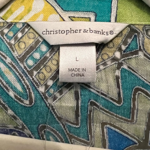 NWOT Christopher & Banks Geometric Button Shirt Jacket Artsy Art to Wear Large - Picture 6 of 11
